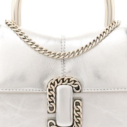 Marc Jacobs Calfskin The Metallic St. Marc Mini Top Handle Bag Silver 8 of 11