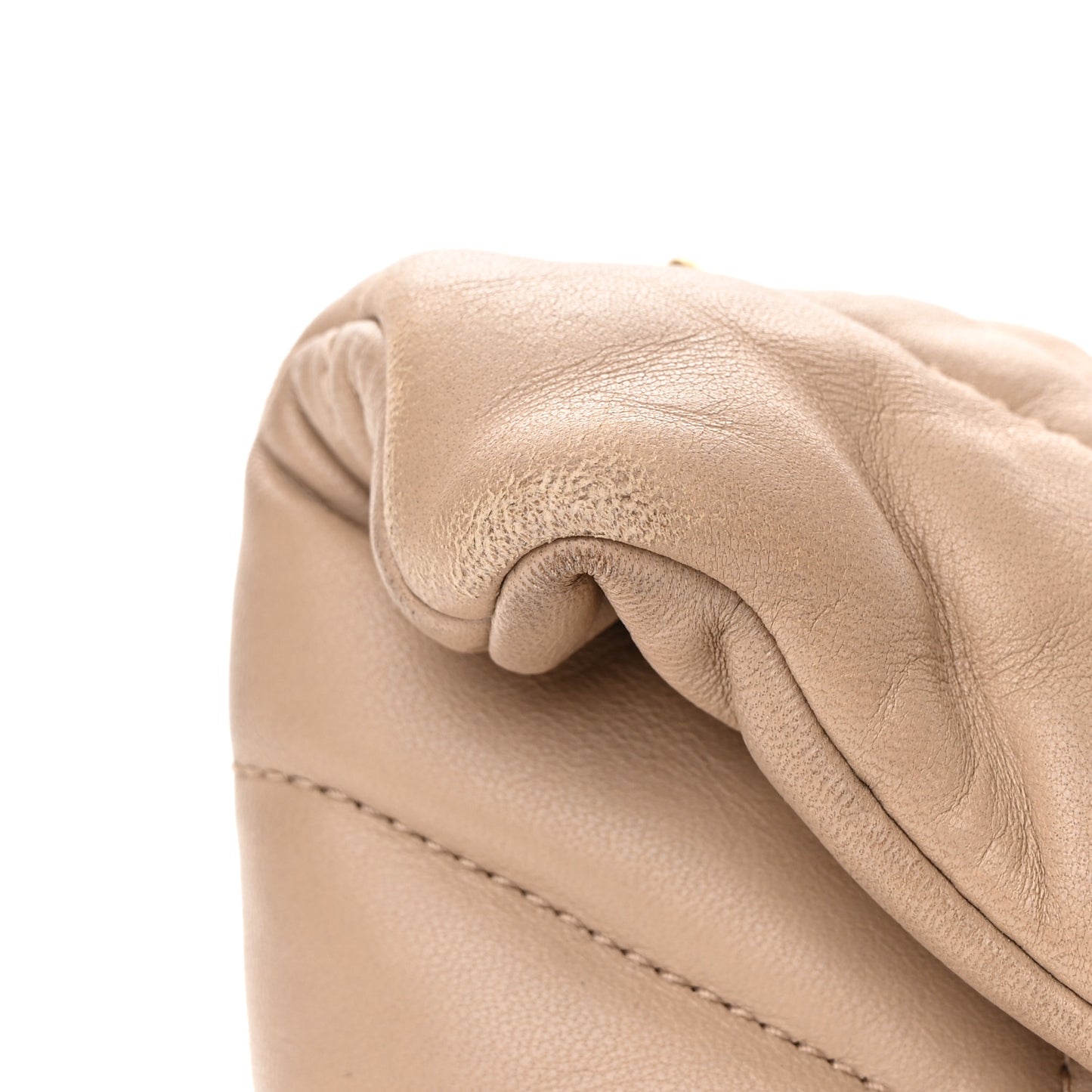 Lambskin Quilted Toy Loulou Puffer Monogram Chain Satchel Dark Beige