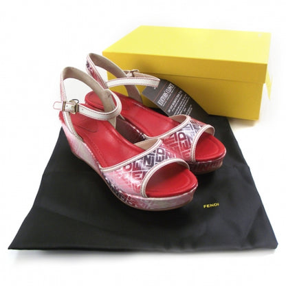 Fendi Zeppa Monogram Platform Sandals Rosso/Bianco Size 41 5 of 7