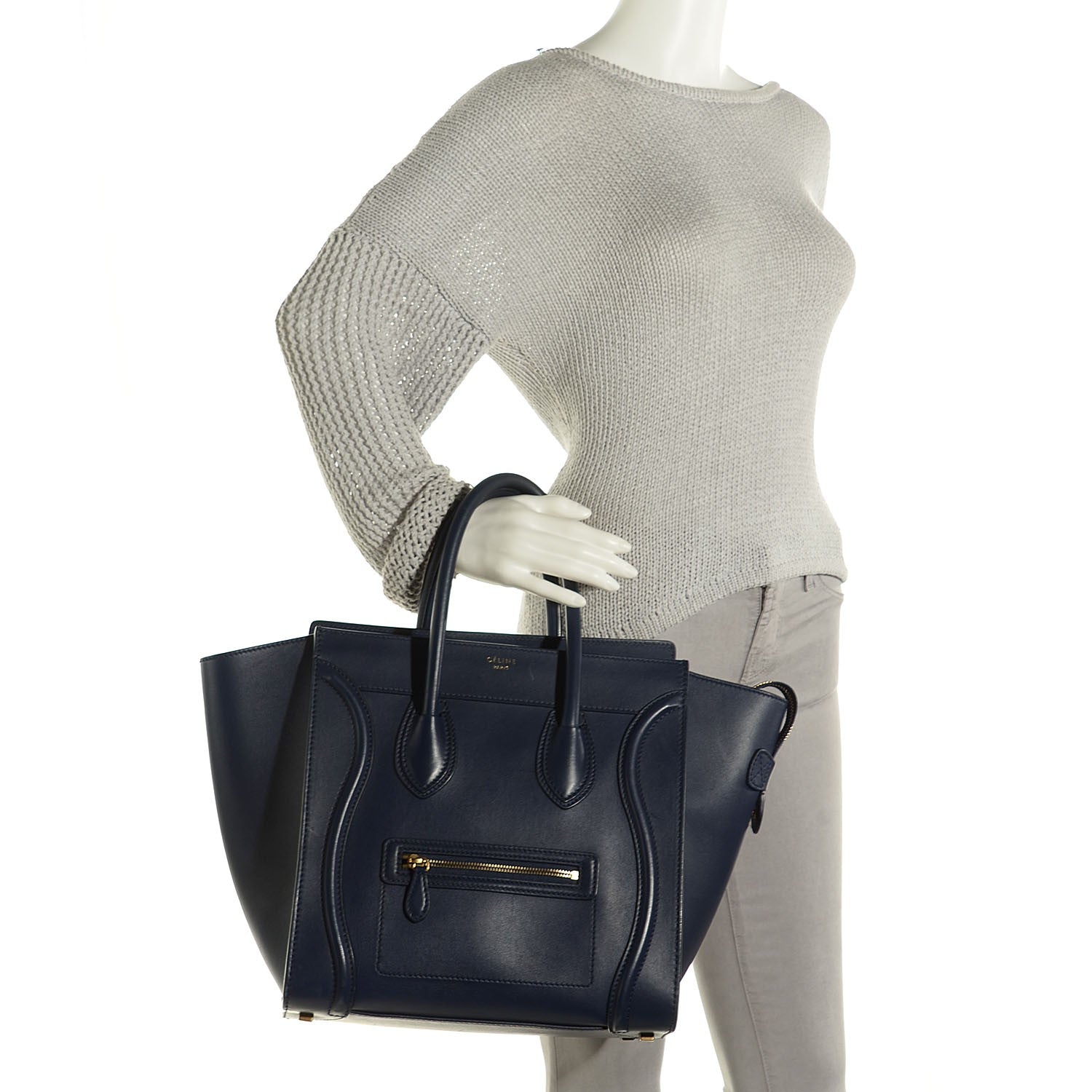 Celine Smooth Calfskin Mini Luggage Ink 2 of 8