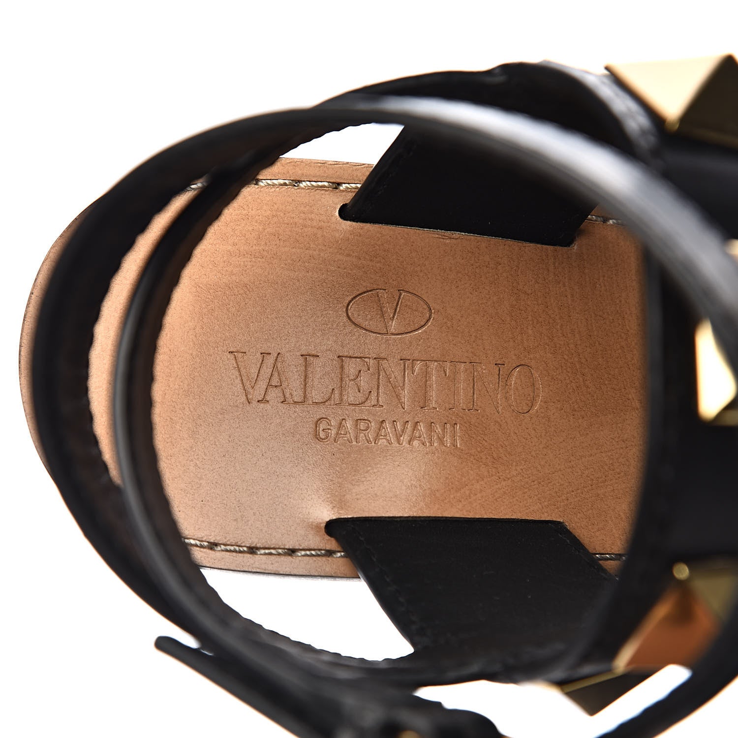 Valentino Garavani Calfskin Macro Rockstud Ankle Strap 100mm Sandals 36 Black 7 of 11