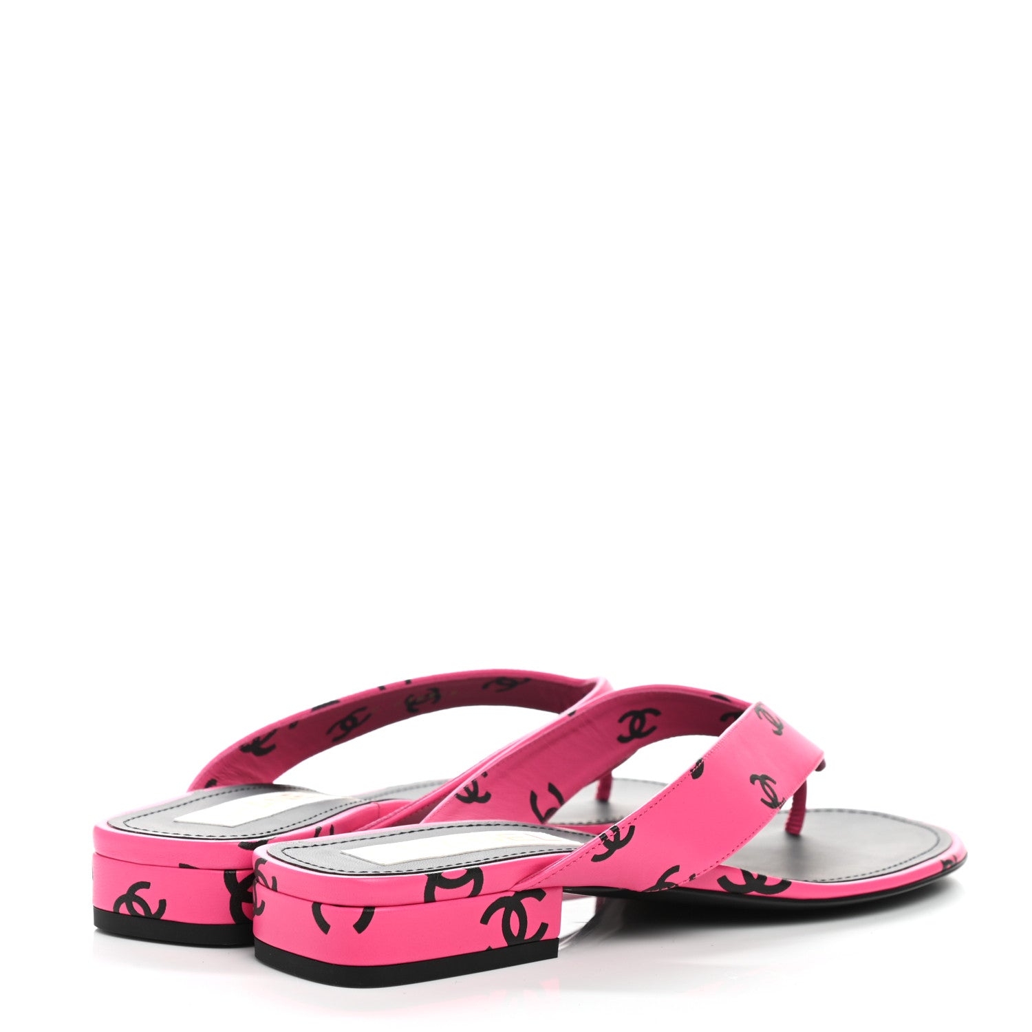Chanel Printed Lambskin Coco Beach Thong Sandals 39 Dark Pink Black 4 of 9