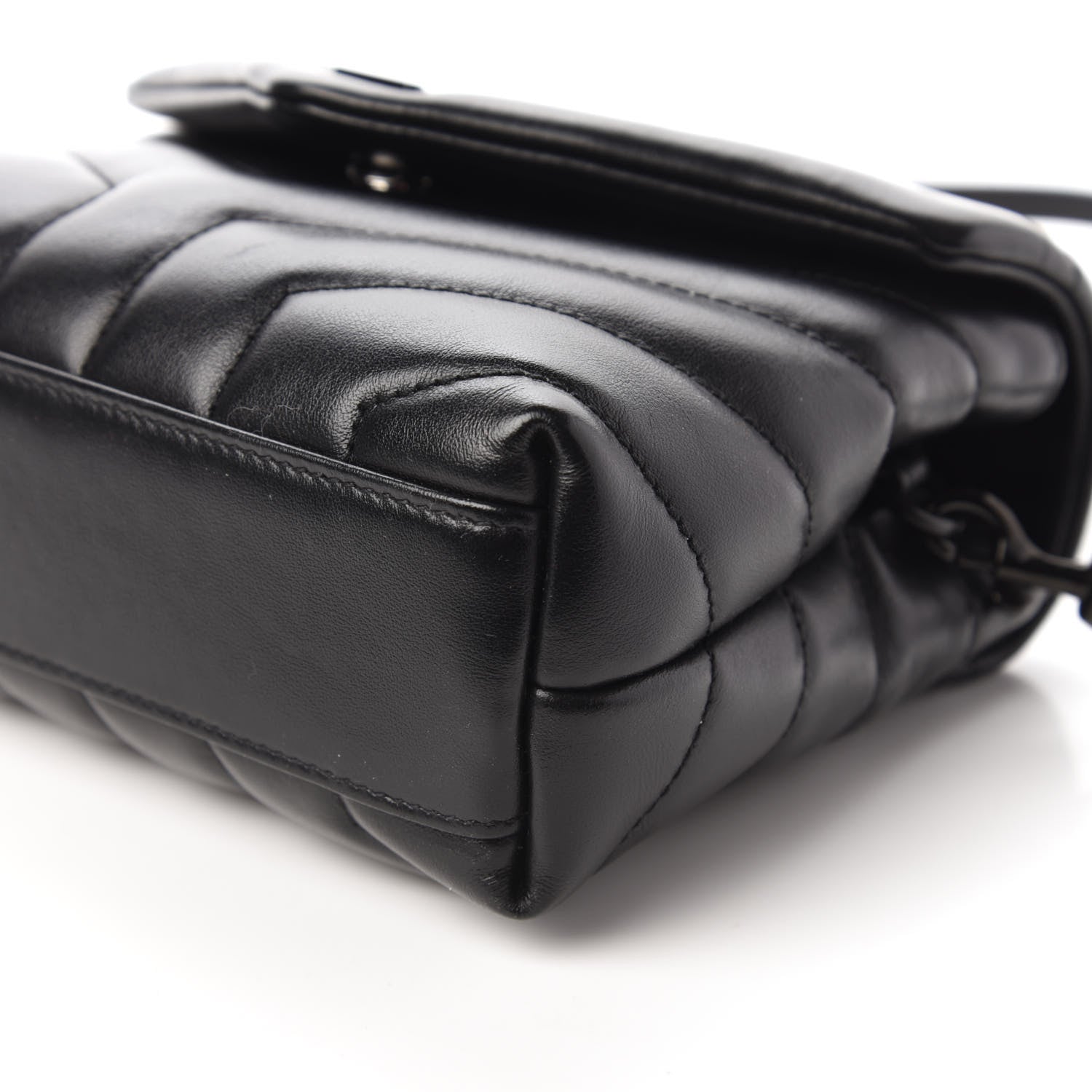 Saint Laurent Calfskin Y Quilted Monogram Toy Loulou Crossbody Bag Black 7 of 9