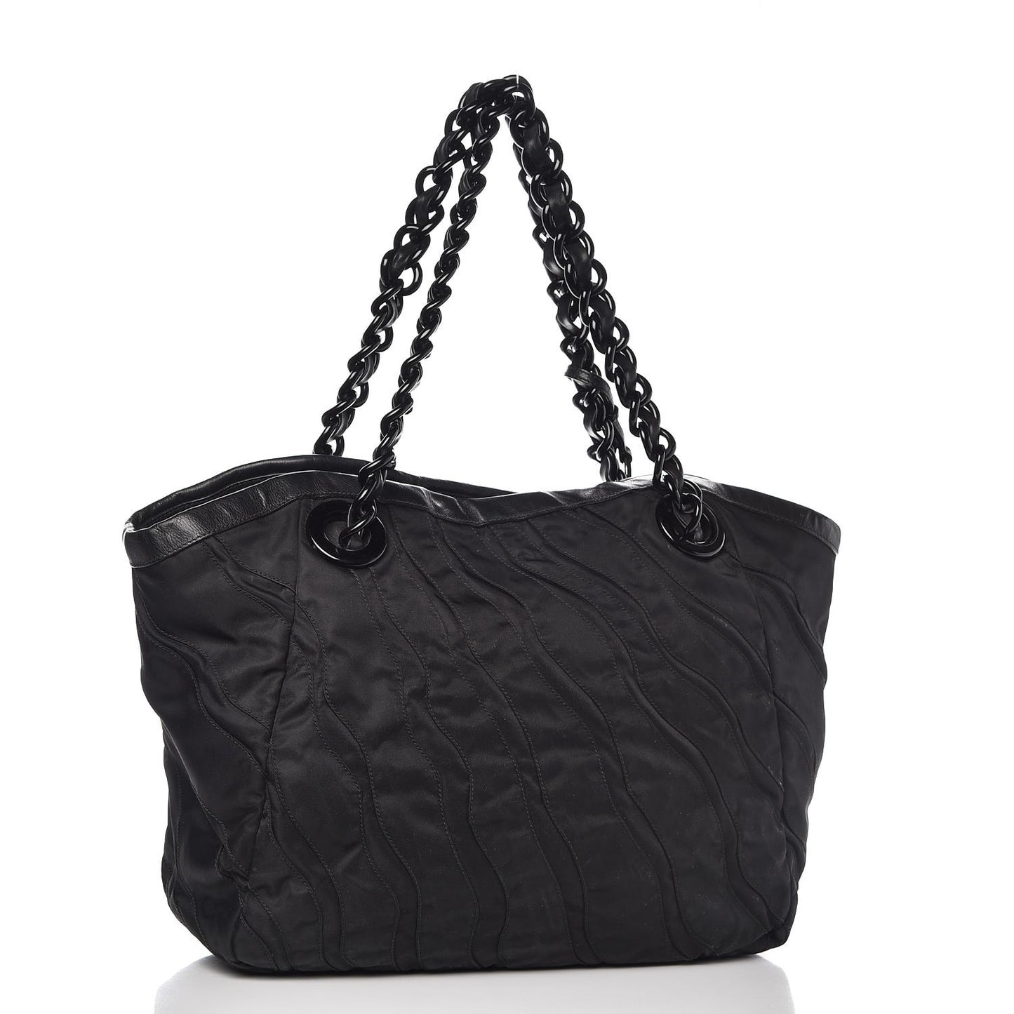 Tessuto Nylon Stripes Tote Black