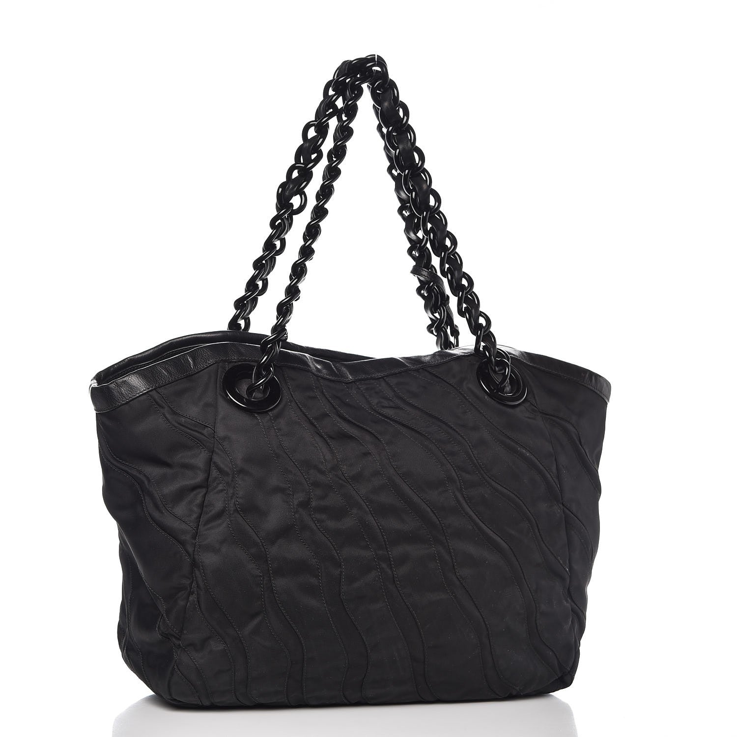 Prada Tessuto Nylon Stripes Tote Black 3 of 9
