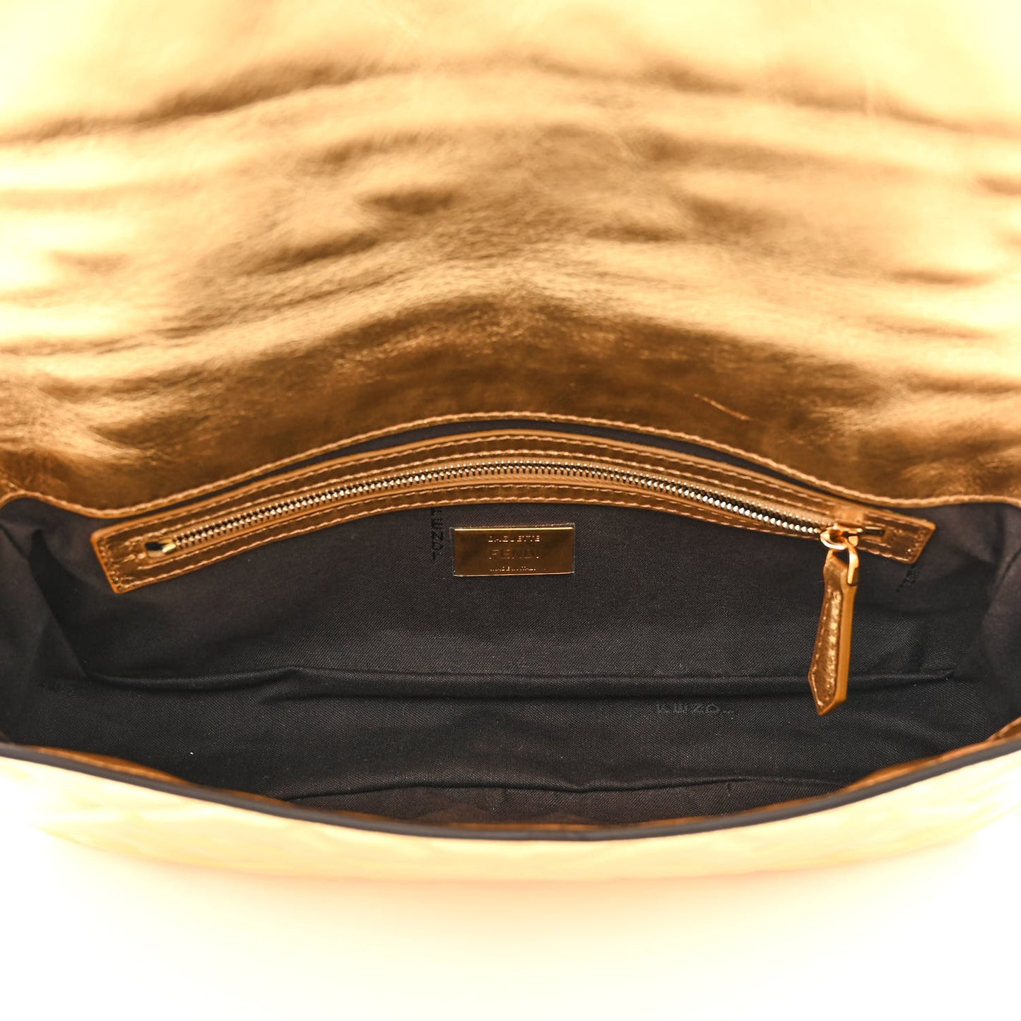 Vitello Catalan Mirror FF 1974 Embossed Baguette Gold