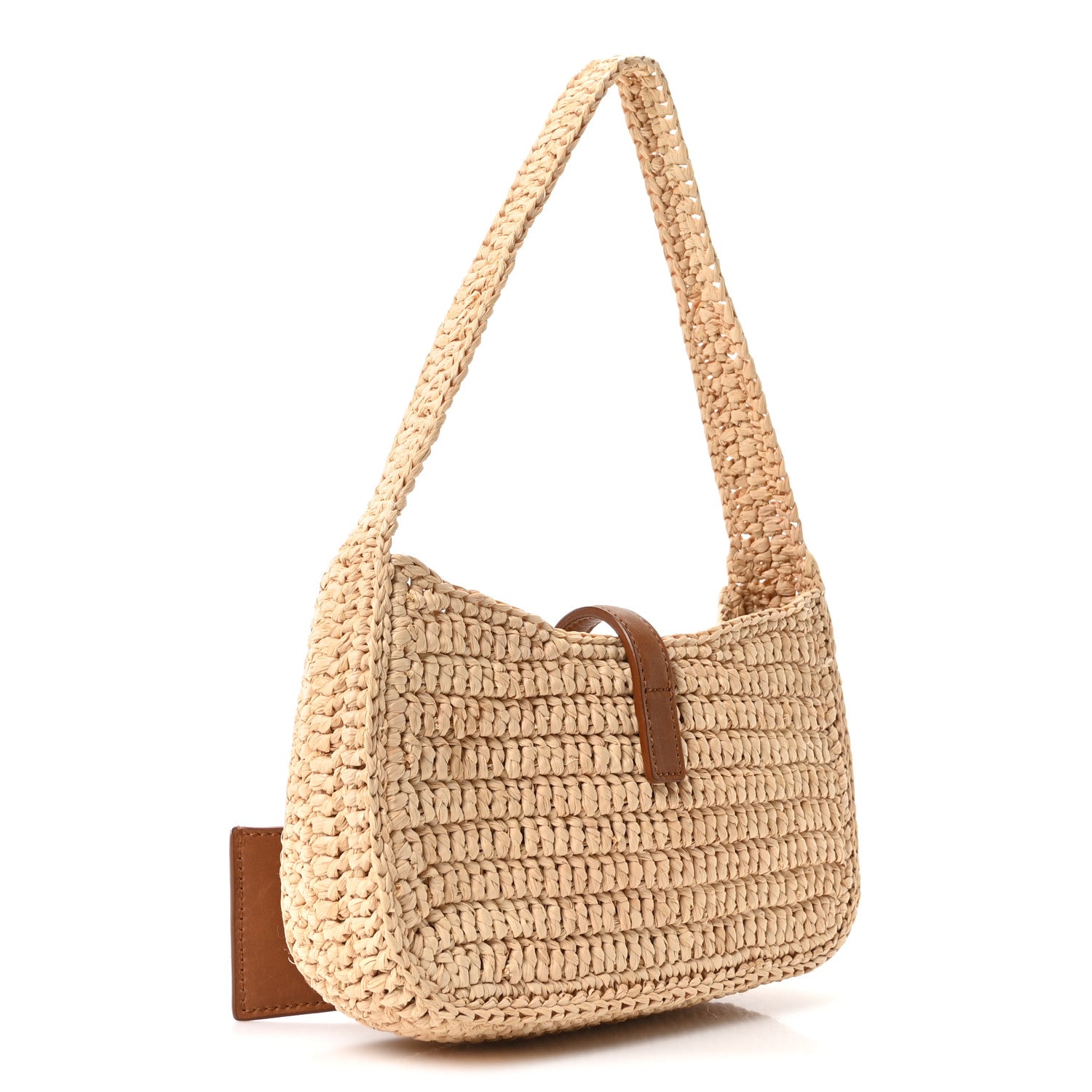 Saint Laurent Raffia Calfskin Le 5 A 7 Mini Hobo Natural Brick Natural Brick 4 of 11