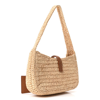 Saint Laurent Raffia Calfskin Le 5 A 7 Mini Hobo Natural Brick Natural Brick 4 of 11