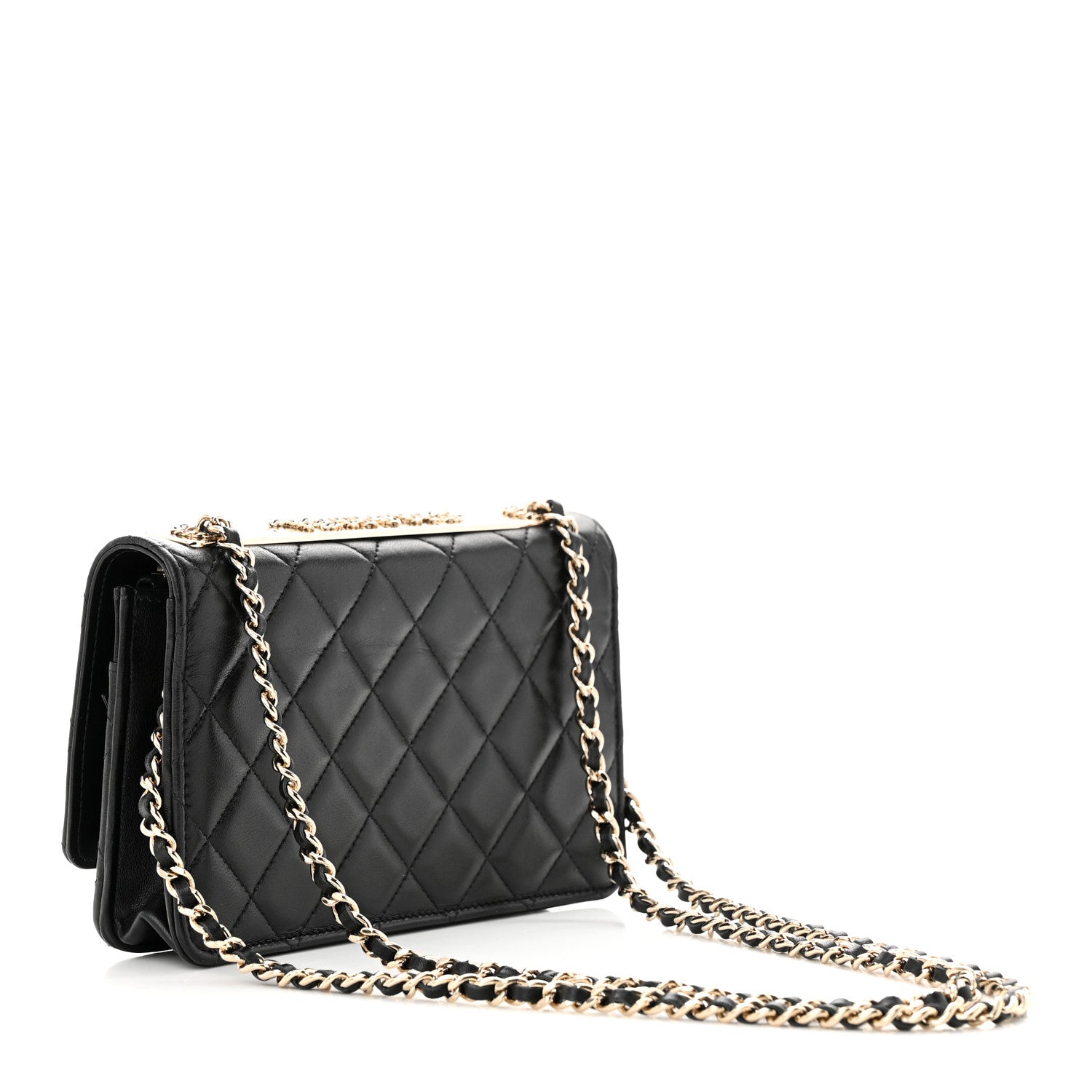 Chanel Lambskin Quilted Trendy Chain CC Wallet On Chain WOC Black 3 of 12