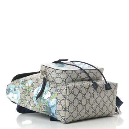 Gucci GG Supreme Monogram Blooms Small Single Buckle Backpack Beige Blue Navy 4 of 12