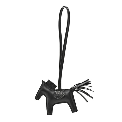 Hermes Milo Lambskin Matte Alligator Touch Grigri Rodeo Horse Bag Charm PM So Black 1 of 5