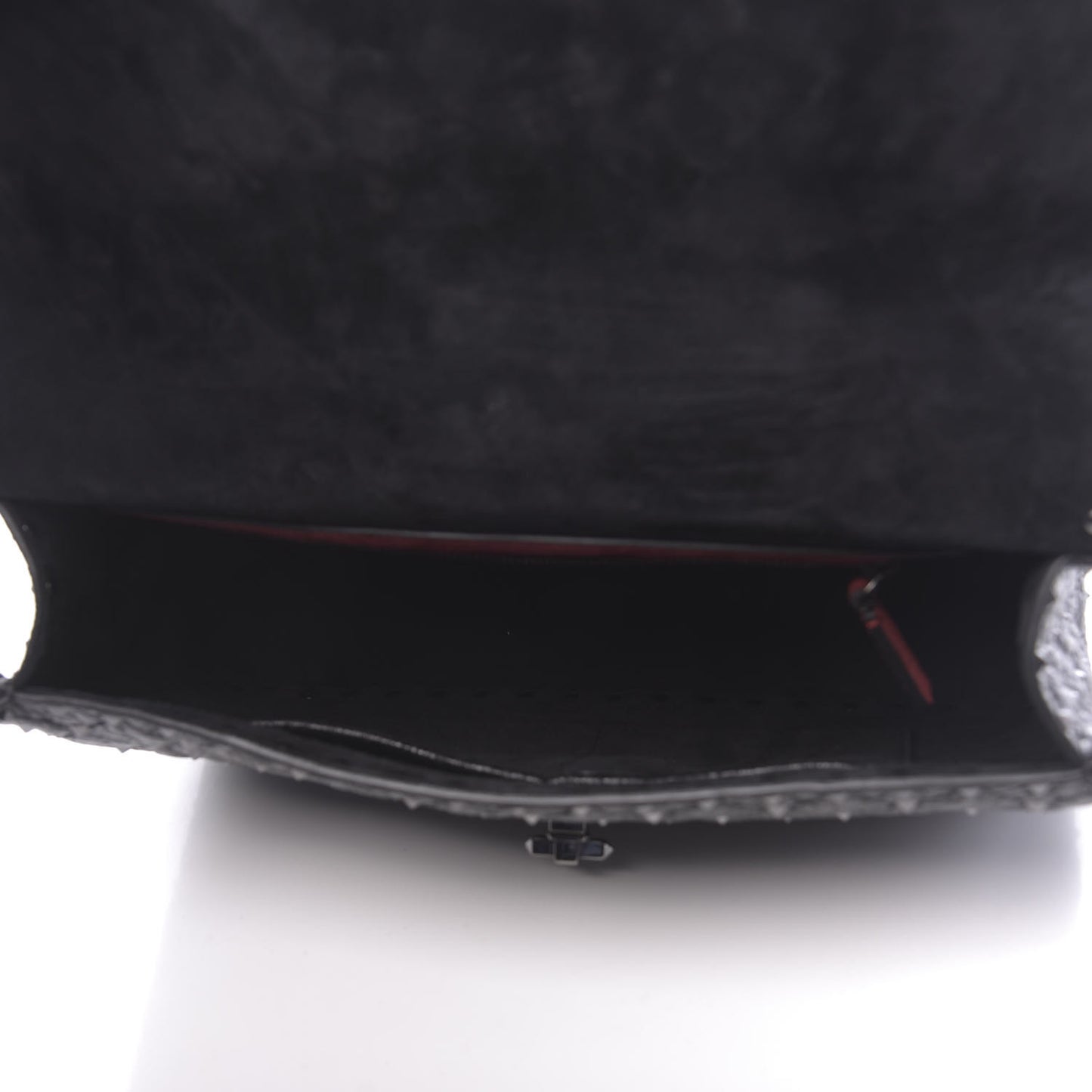 Craquele Nappa Large Rockstud Spike Shoulder Bag Black