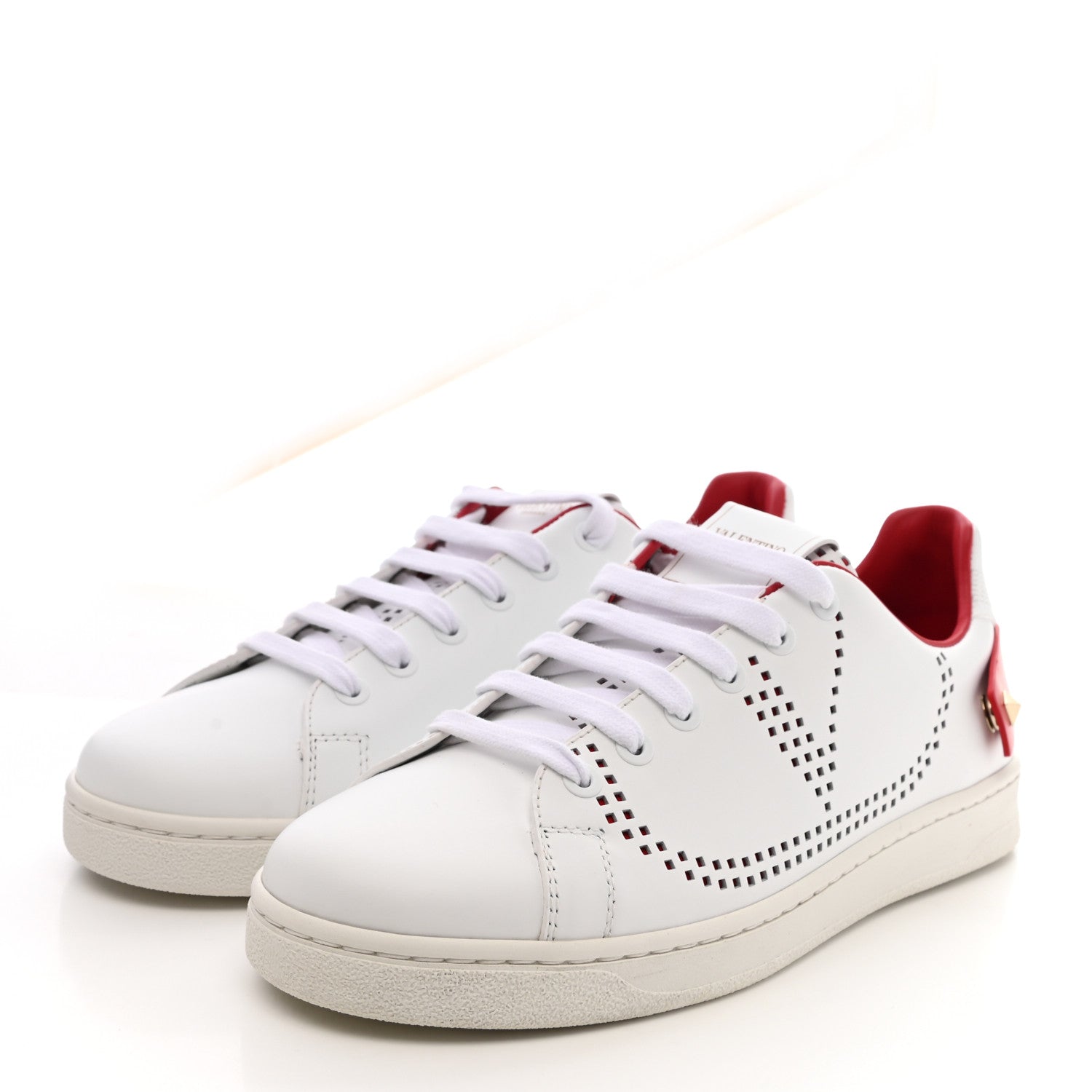Valentino Garavani Calfskin Womens Backnet Sneakers 37 White Rosso Valentino 3 of 9