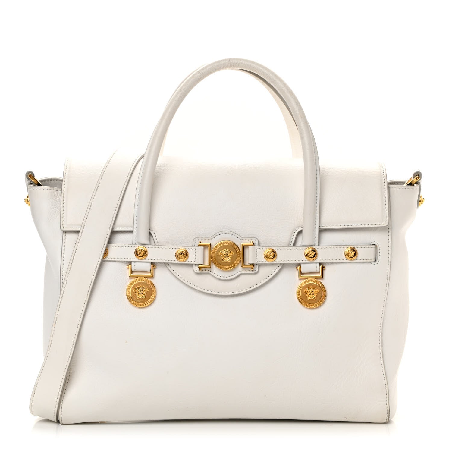 Versace Vitello Calfskin Large Signature Tote White 1 of 16