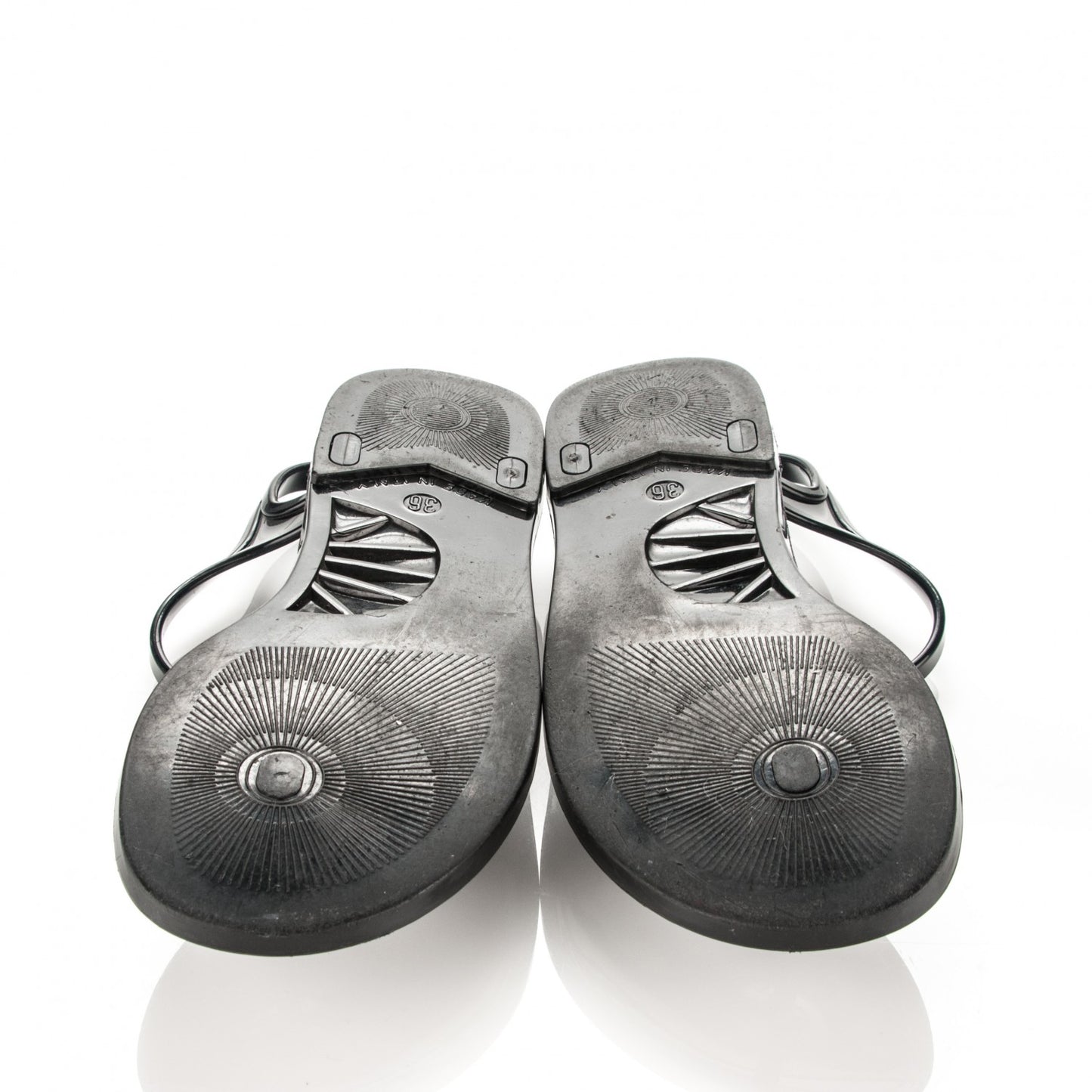 PVC CC Pearl Thong Sandals 36 Black