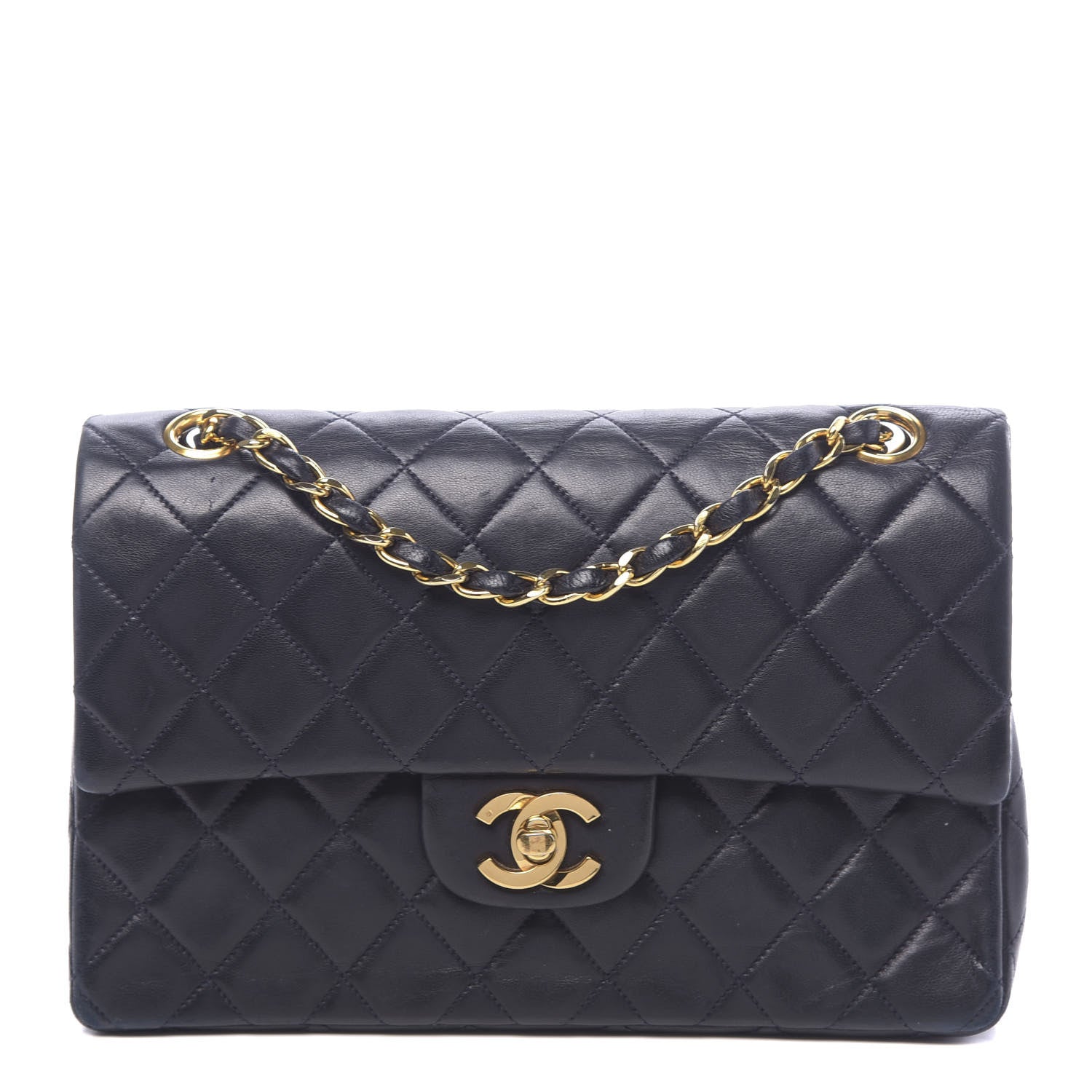 Chanel Lambskin Quilted Small Double Flap Navy 1 of 14