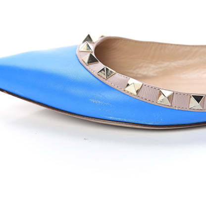 Valentino Garavani Calfskin Nappa Rockstud Ballerina Flats 36.5 Blue Fluo Poudre 10 of 13