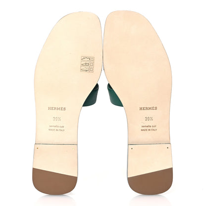 Hermes Epsom Oran Sandals 39.5 Vert Oyat 7 of 11
