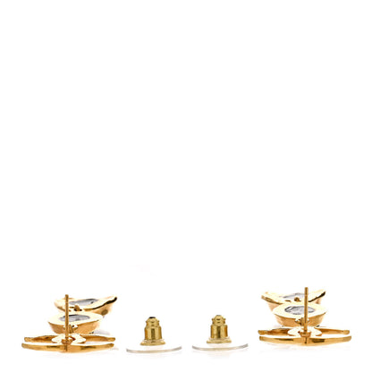 Chanel Resin CC Drop Earrings Gold Black 3 of 5