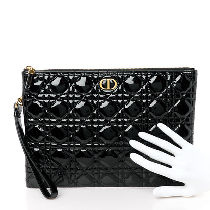 Christian Dior Patent Cannage Large Caro Daily Pouch Black 2 of 10