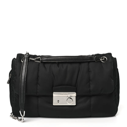 Prada Tessuto Nylon Bomber Sound Chain Flap Shoulder Bag Black 1 of 10