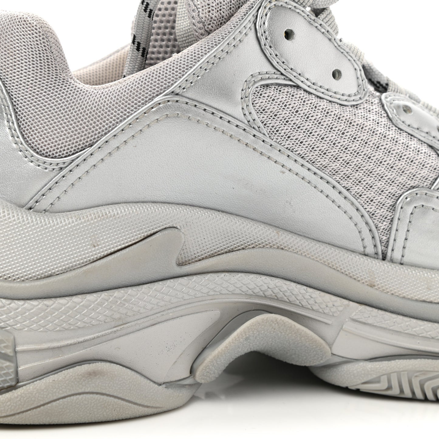 Metallic Fabric Mesh Womens Triple S Sneakers 39 Silver