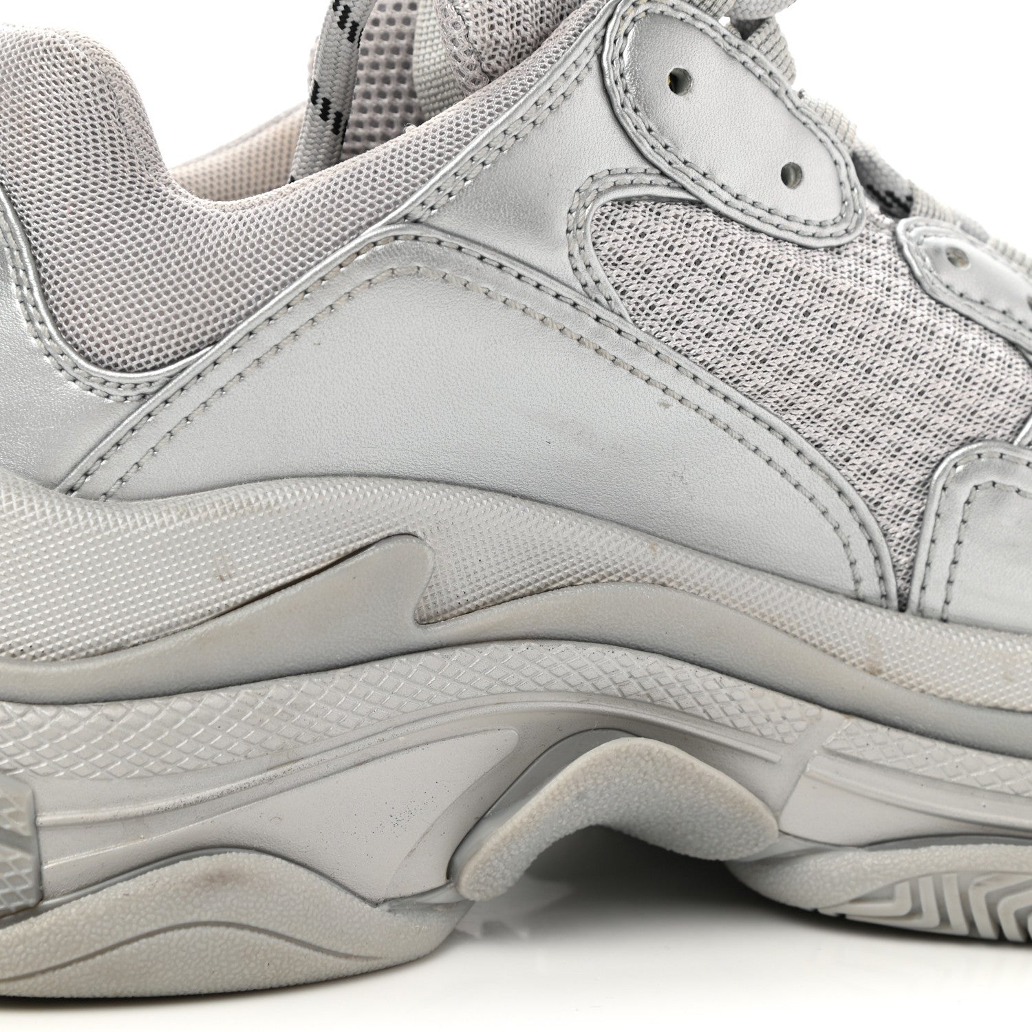 Balenciaga Metallic Fabric Mesh Womens Triple S Sneakers 39 Silver 11 of 11