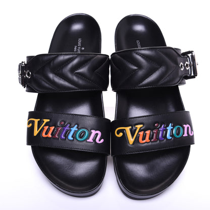 Louis Vuitton Calfskin New Wave Bom Dia Mule Sandals 37 Black 6 of 11