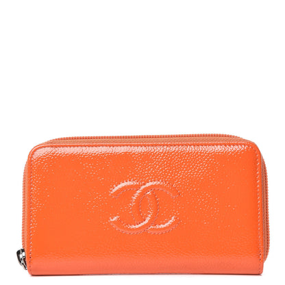 Chanel Patent Caviar Timeless Zip Around Wallet Orange 1 of 10