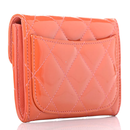 Chanel Patent Quilted Flap Card Holder Wallet Coral 2 of 4