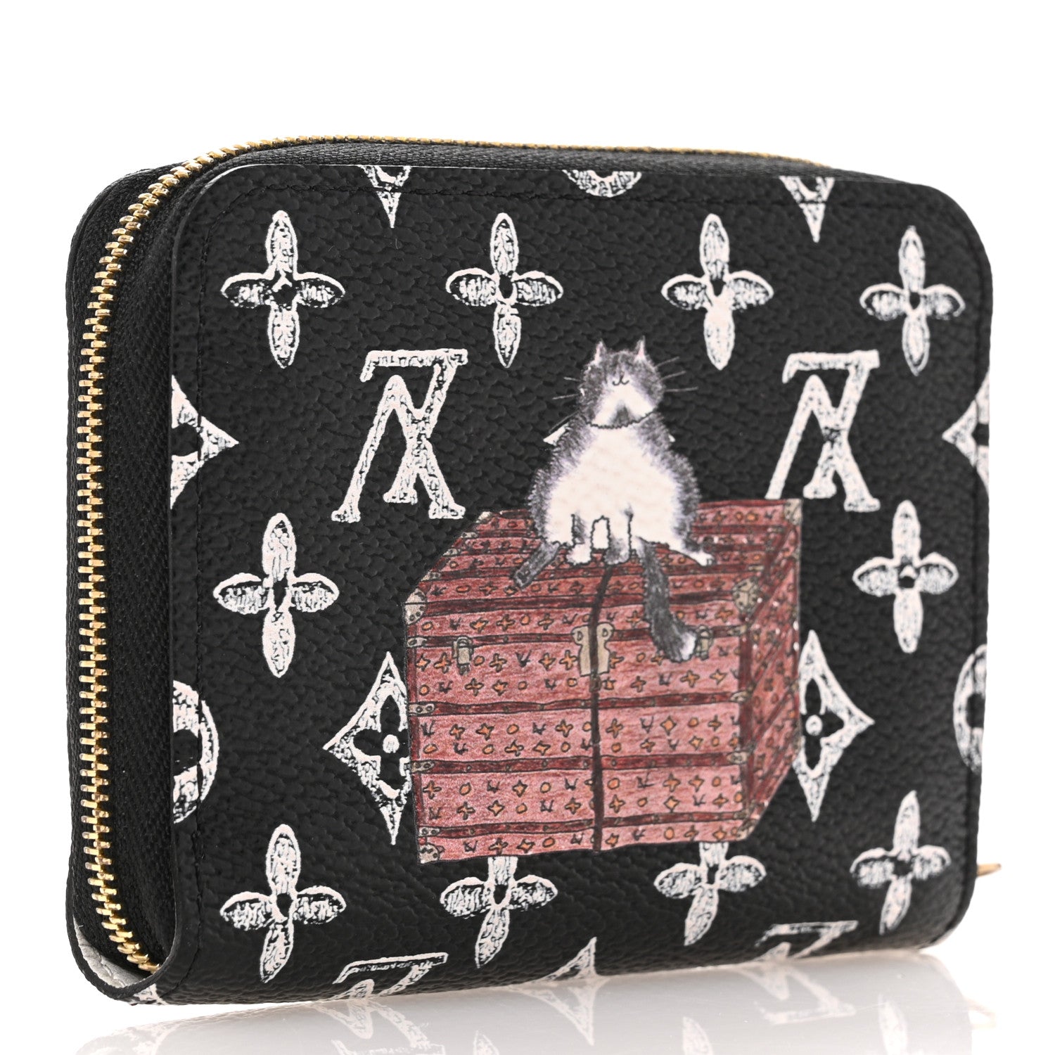 Louis Vuitton Catogram Zippy Coin Purse Black 3 of 8