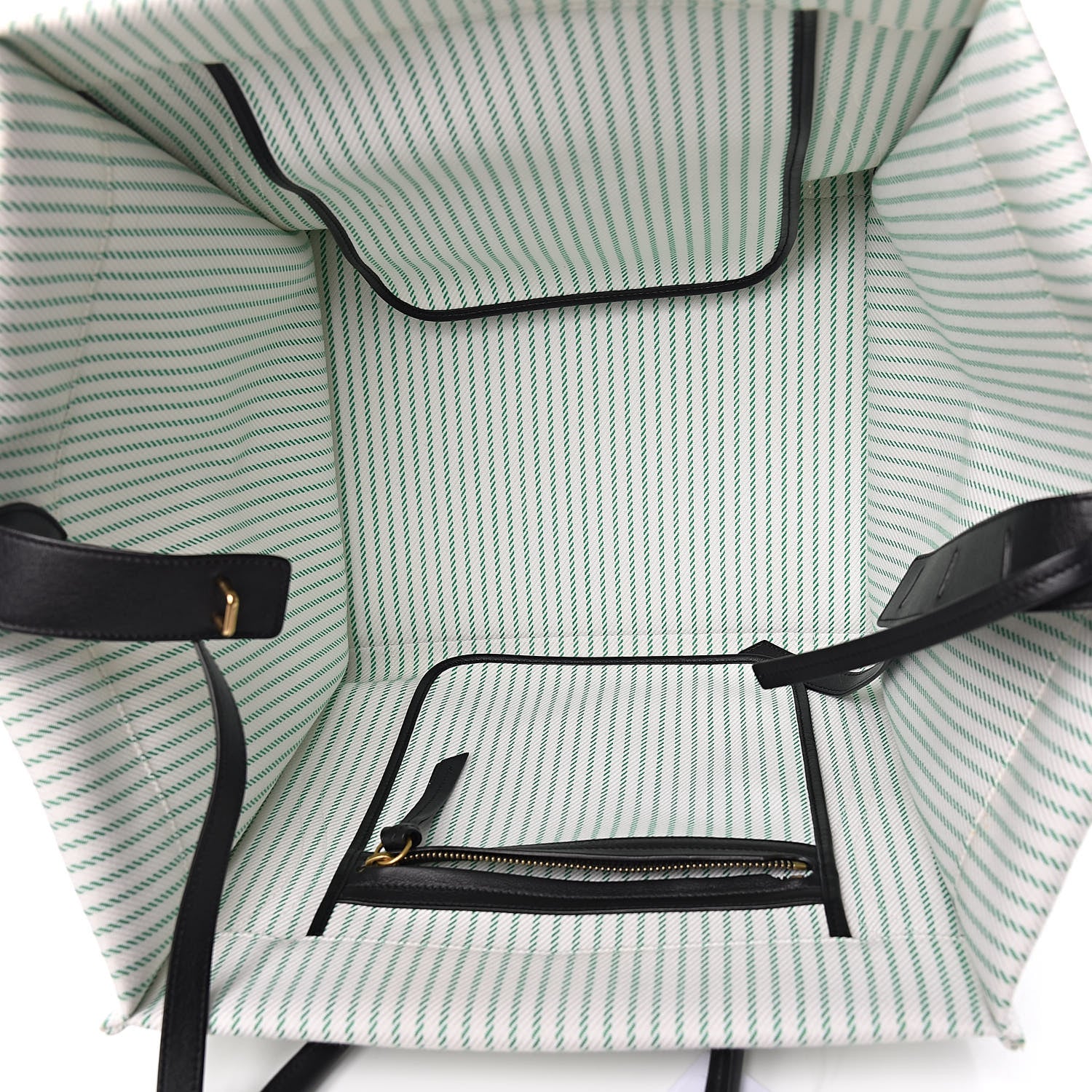 Celine Cotton Canvas Striped Medium Phantom Luggage White Green 5 of 11