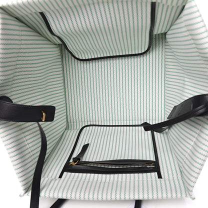 Celine Cotton Canvas Striped Medium Phantom Luggage White Green 5 of 11