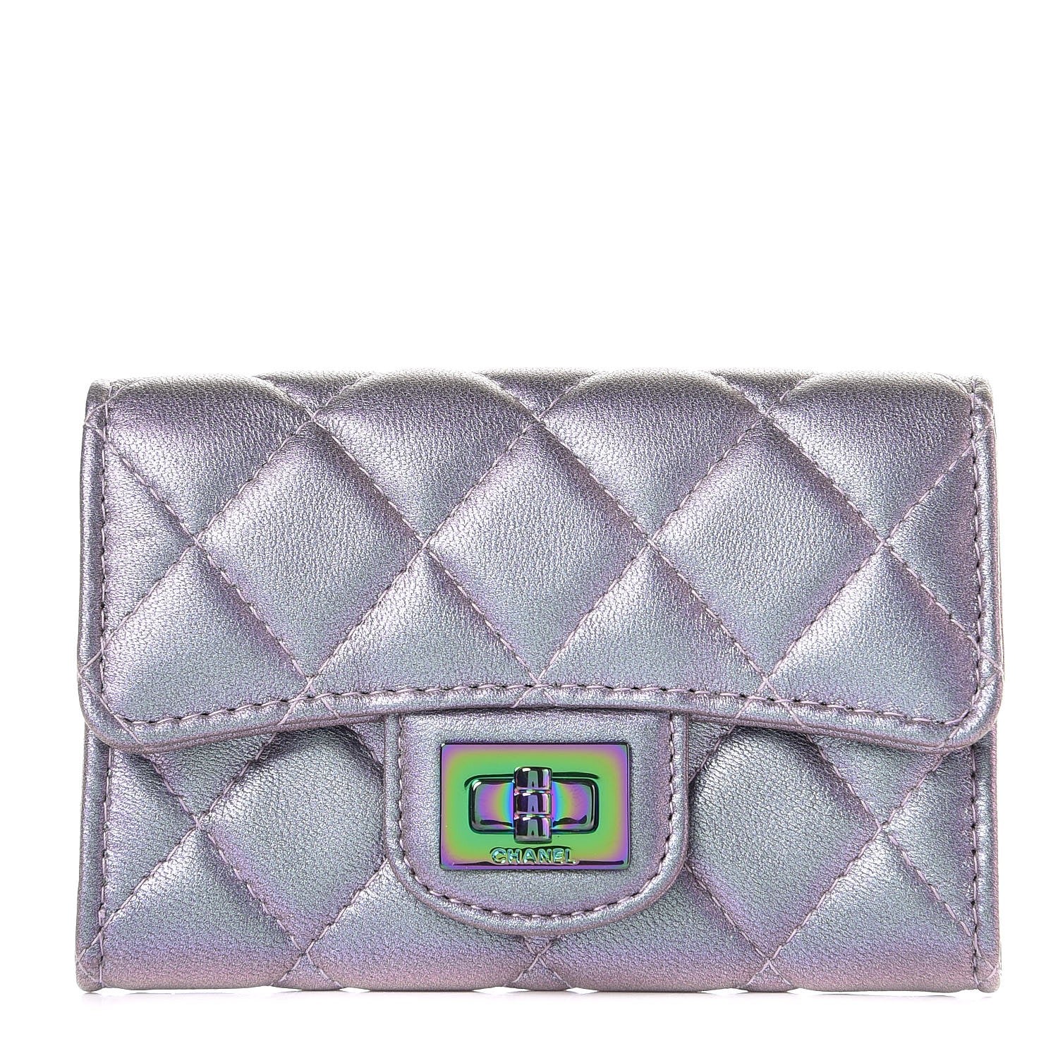 Chanel Iridescent Lambskin Quilted Reissue Flap Card Holder Light Purple 1 of 9