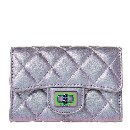 Chanel Iridescent Lambskin Quilted Reissue Flap Card Holder Light Purple 1 of 9