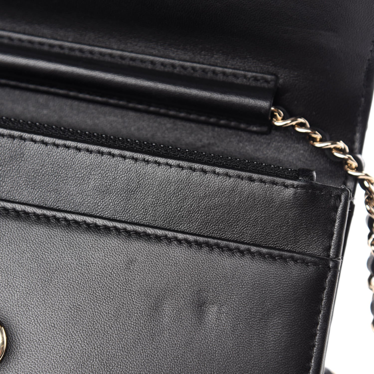Chanel Patent Lambskin Quilted Wallet On Chain WOC Black 9 of 14