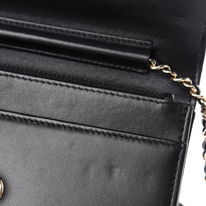 Chanel Patent Lambskin Quilted Wallet On Chain WOC Black 9 of 14