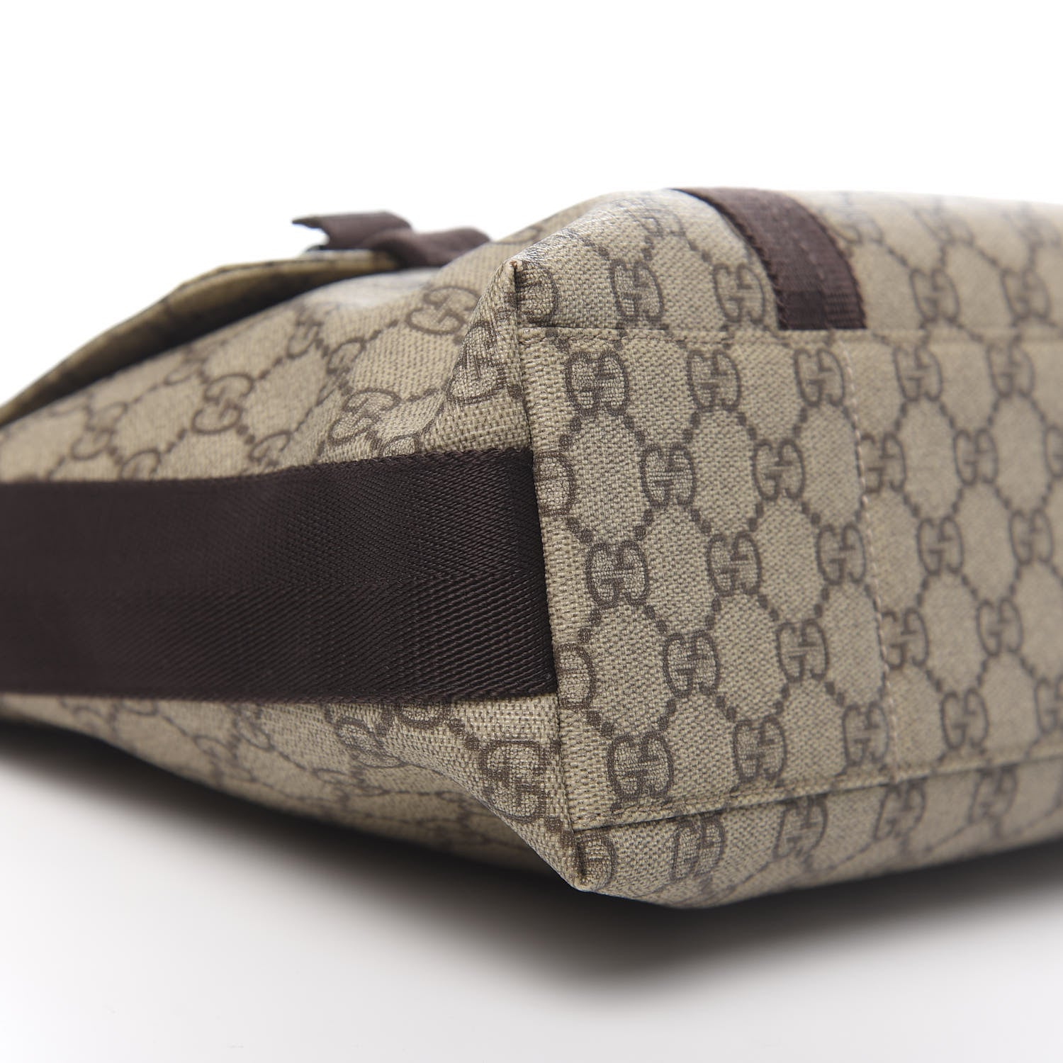 Gucci GG Plus Monogram Large Double Buckle Flap Messenger Bag Beige Dark Brown 8 of 11