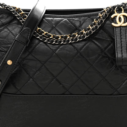 Chanel Aged Calfskin Quilted Medium Gabrielle Hobo Black 8 of 11