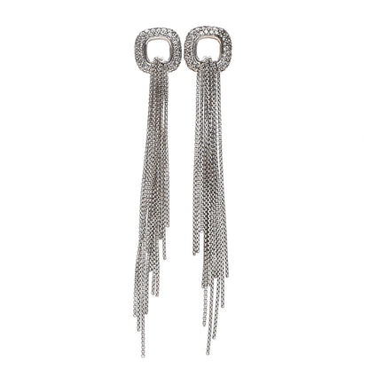 David Yurman Sterling Silver Pave Diamond Waterfall Drop Earrings 1 of 4