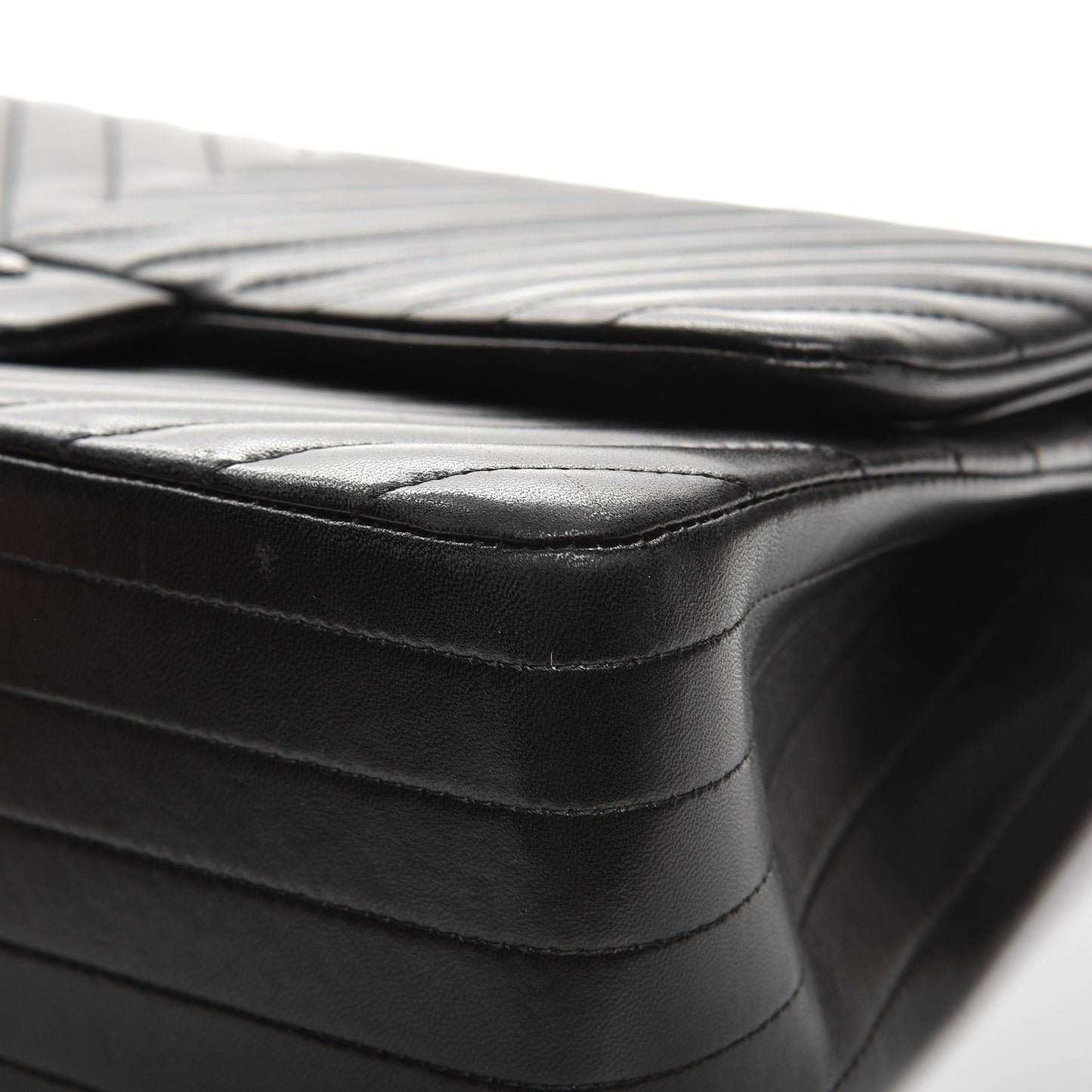 Lambskin Chevron Quilted Jumbo Double Flap So Black