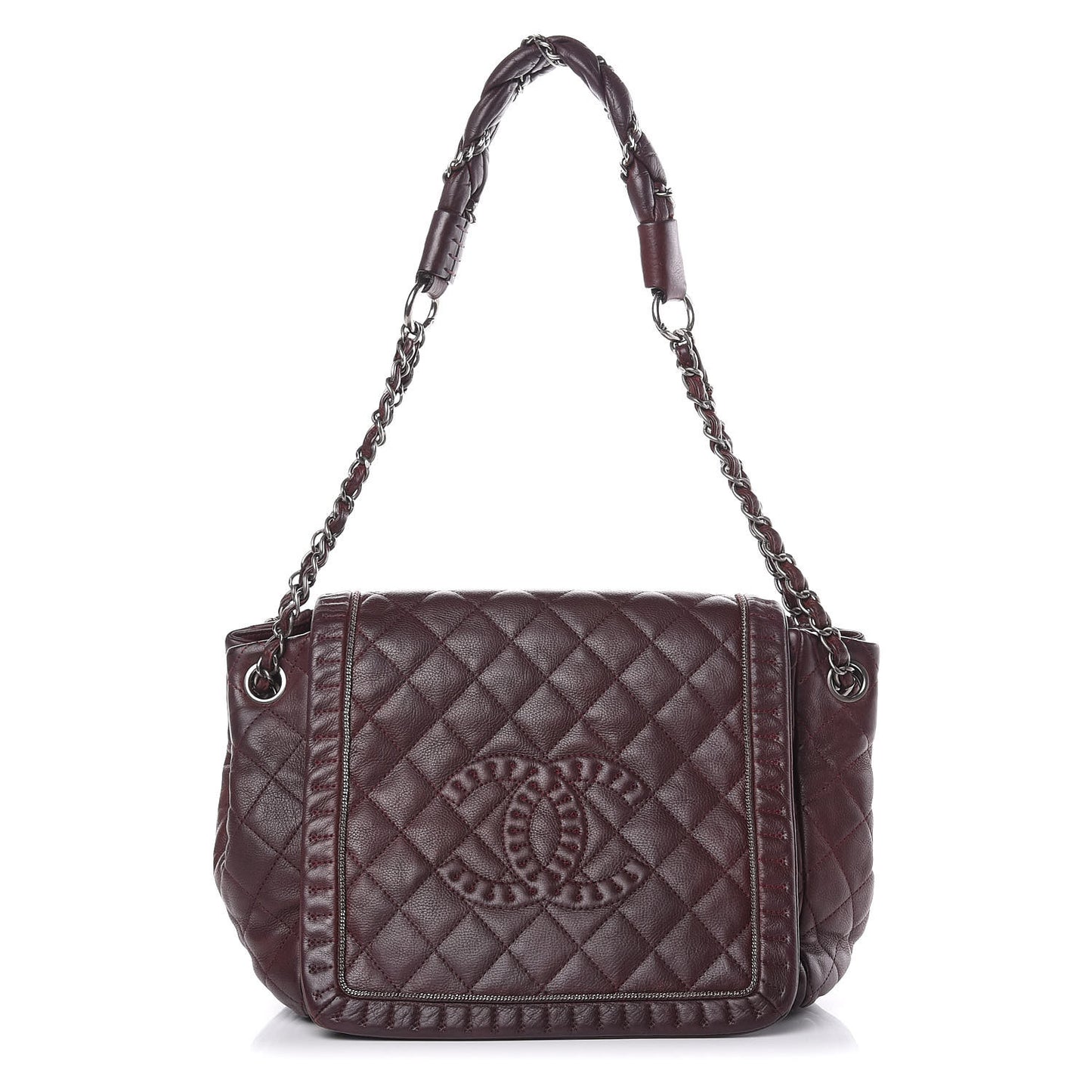 Calfskin Quilted Istanbul Accordion Flap Burgundy