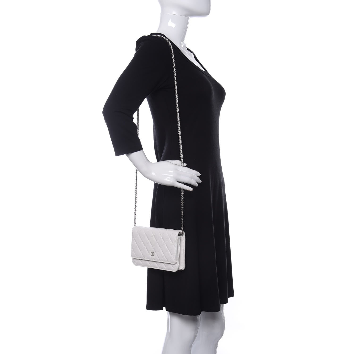 Chanel Caviar Quilted Wallet On Chain WOC White 2 of 11