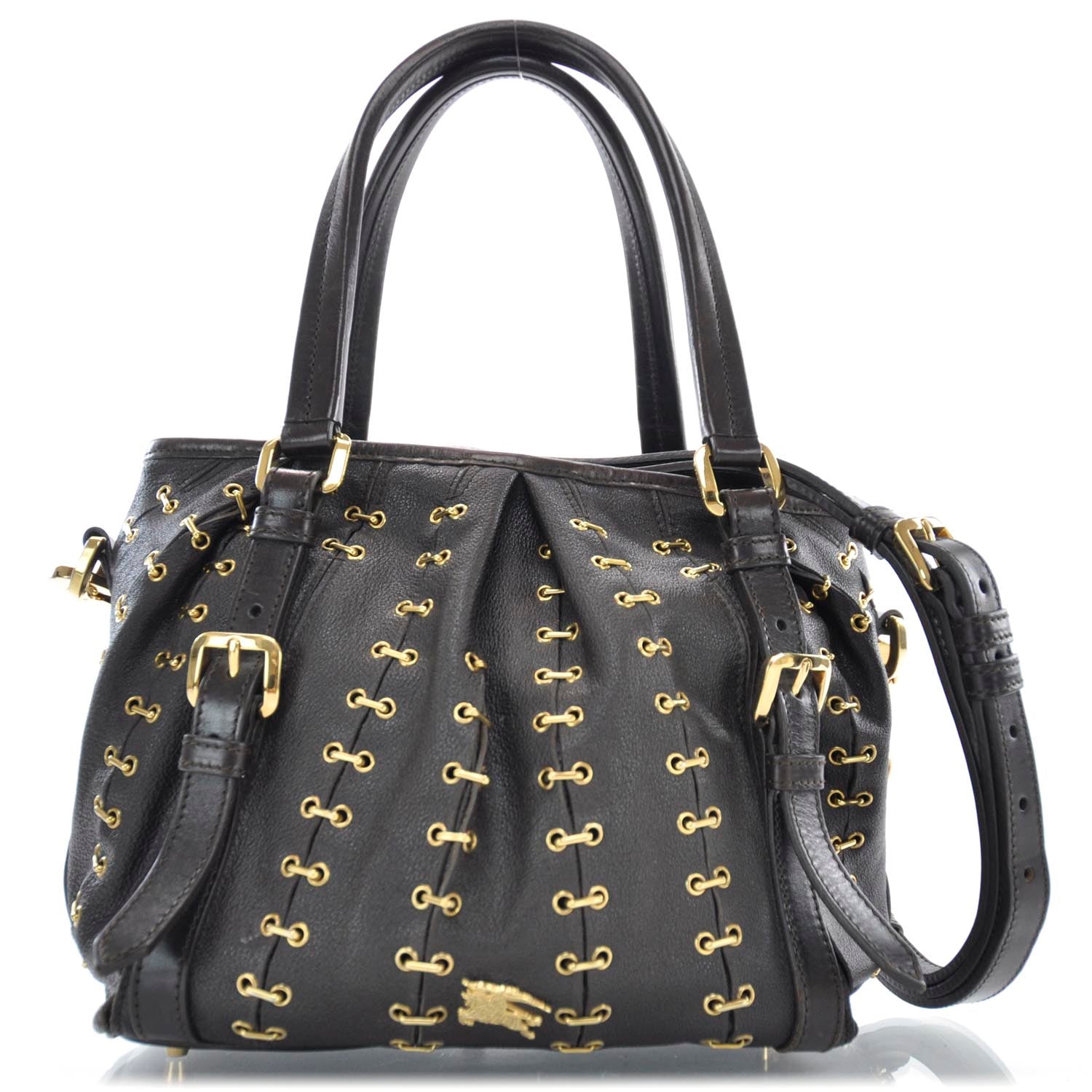 Burberry Leather Metal Stitch Lowry Brown 1 of 11
