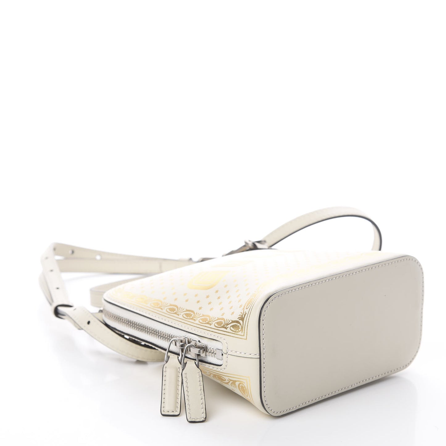 X SEGA Calfskin GUCCY Stars Mini Dome Shoulder Bag Mystic White Gold