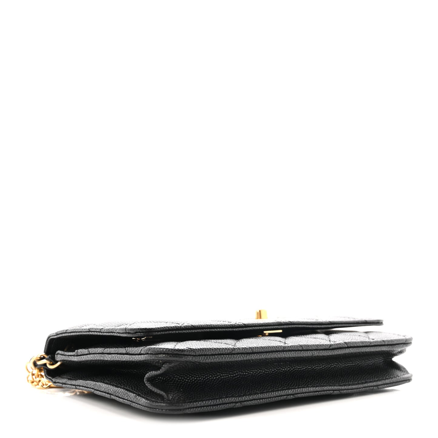 Caviar Quilted Medallion Wallet on Chain WOC Black