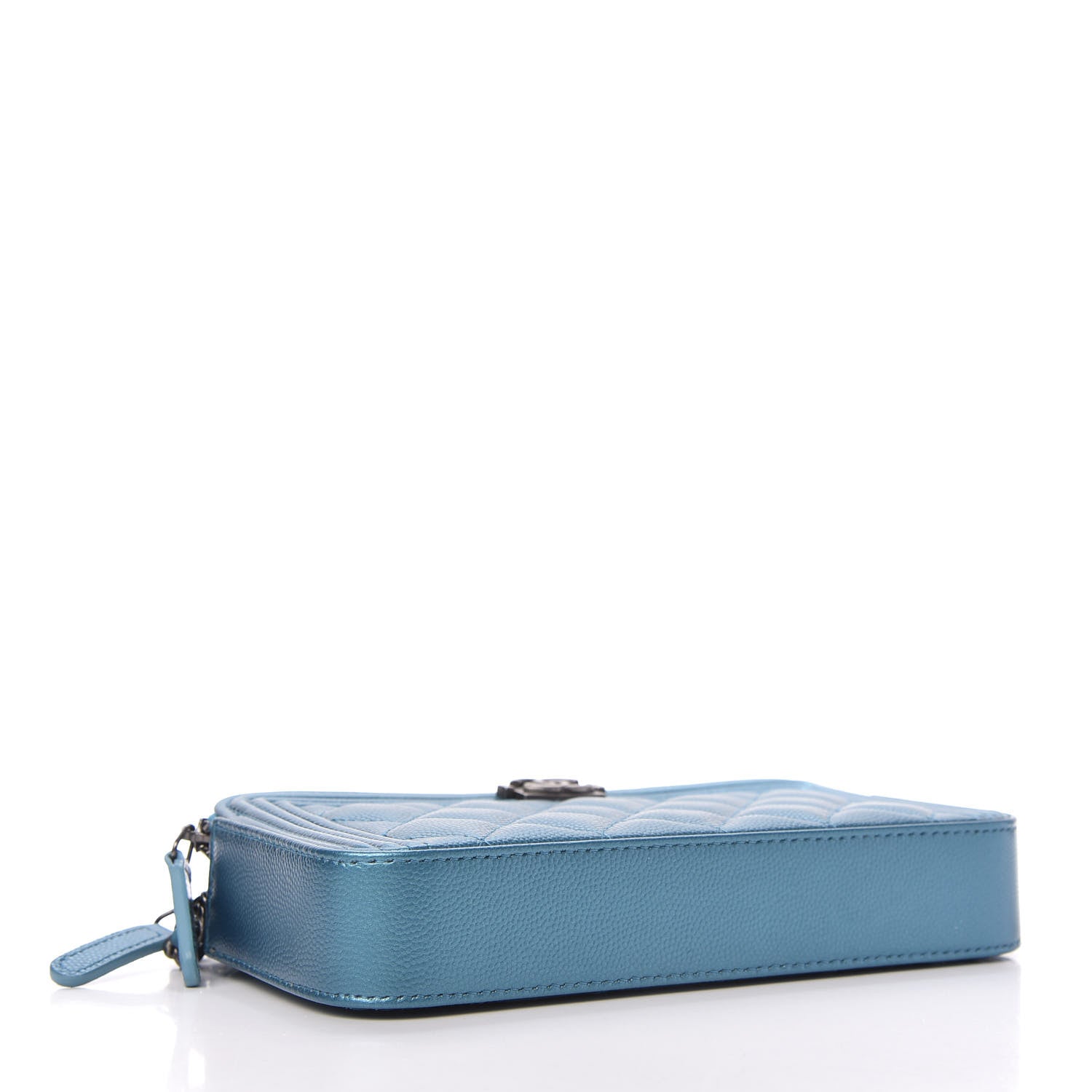 Chanel Metallic Caviar Quilted Small Boy Clutch With Chain Turquoise 4 of 11