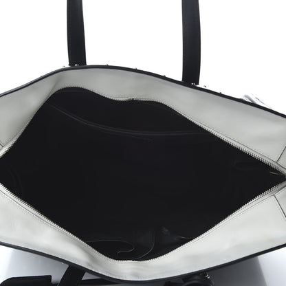 Alexander McQueen Calfskin Large Studded Padlock Zip Around Tote Black White 7 of 9