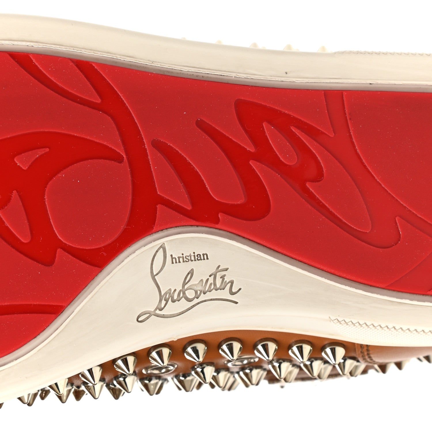Christian Louboutin Calfskin Mens Lou Spikes Flat Sneakers 40 Brown 9 of 13
