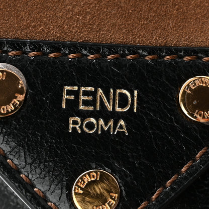 Fendi Agnello Old Shine Vitello Go Rain Small Flip Tote Black Marrone 6 of 9